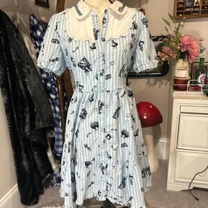 Blue and white striped dress Alice in Wonderland